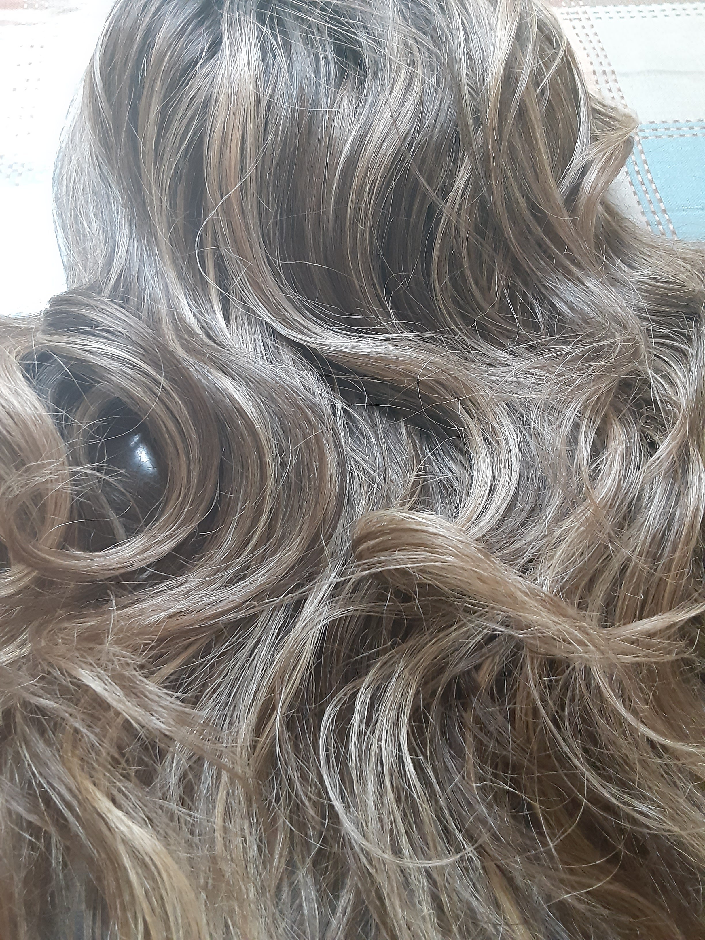 Stock Lace Front Ombre Synthetic Wig with Blonde Balayage Highlights