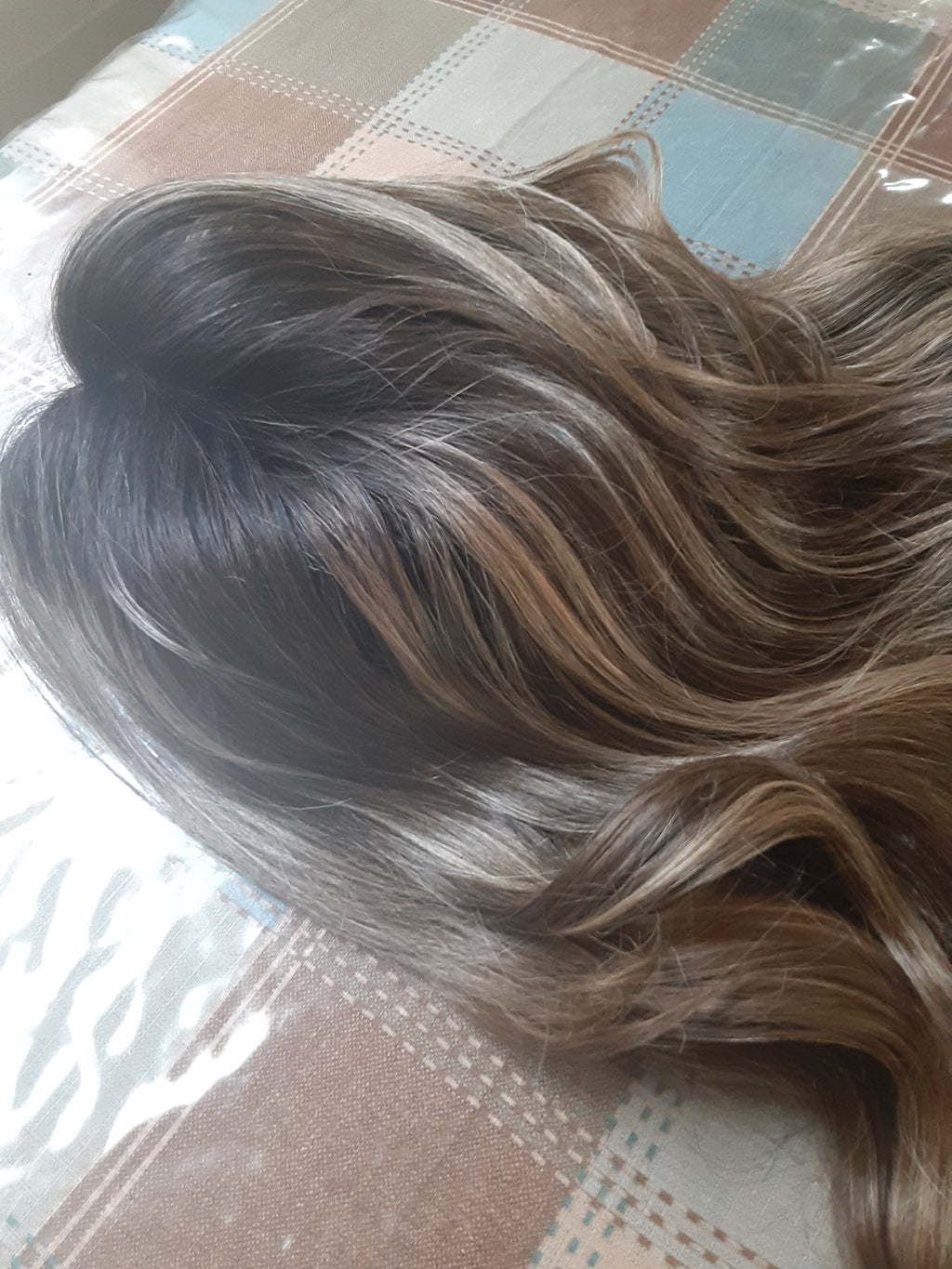 Stock Lace Front Ombre Synthetic Wig with Blonde Balayage Highlights