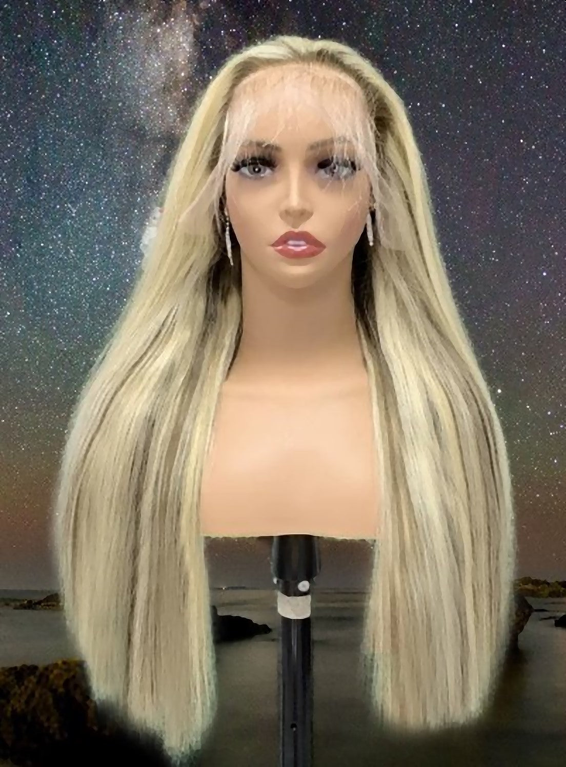 Stock Lace Front Malaysian Blonde Mix with HL Straight Human Hair Wigs