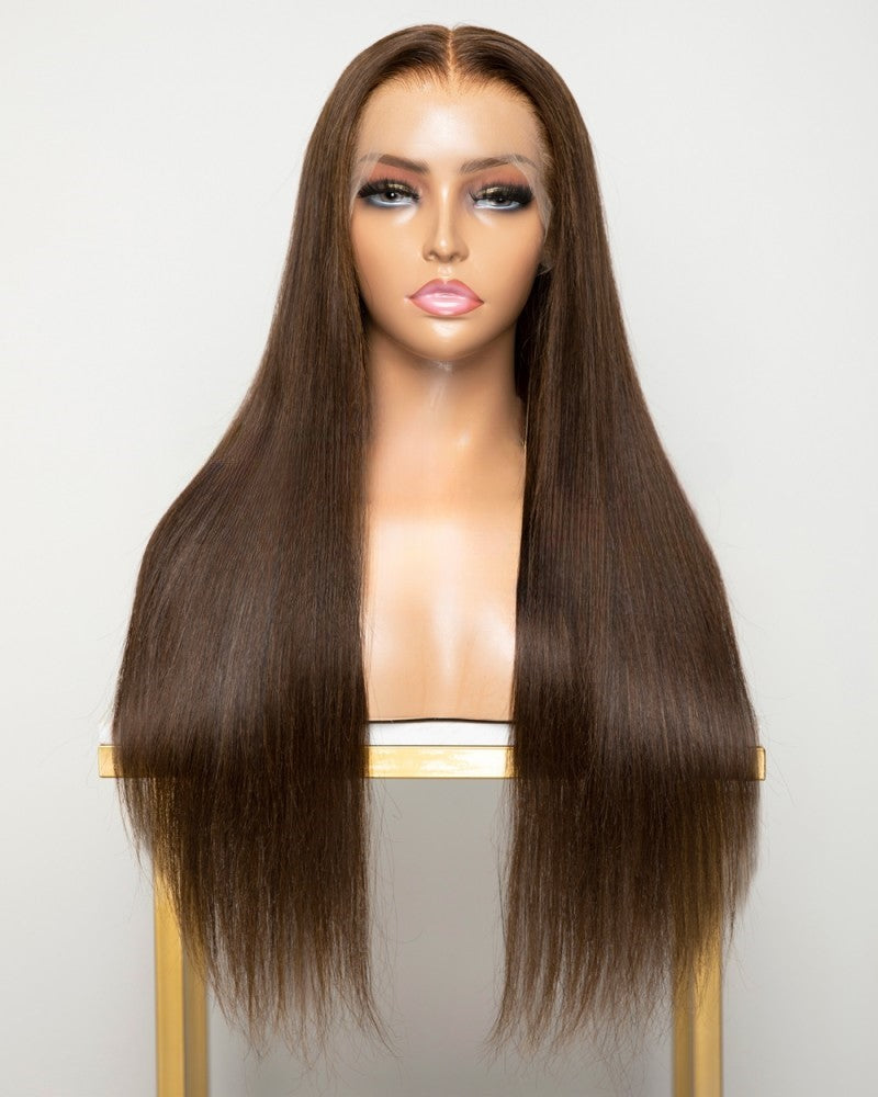 Lace Front Brazilian Medium Brown Straight/Wavy Human Hair Wig