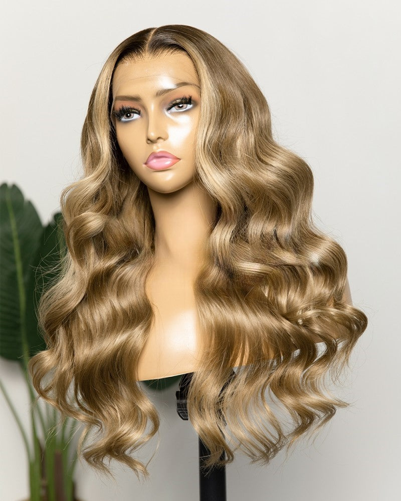 Lace Front Brazilian Brown/Blonde Mix Ombre Wavy Human Hair Wig