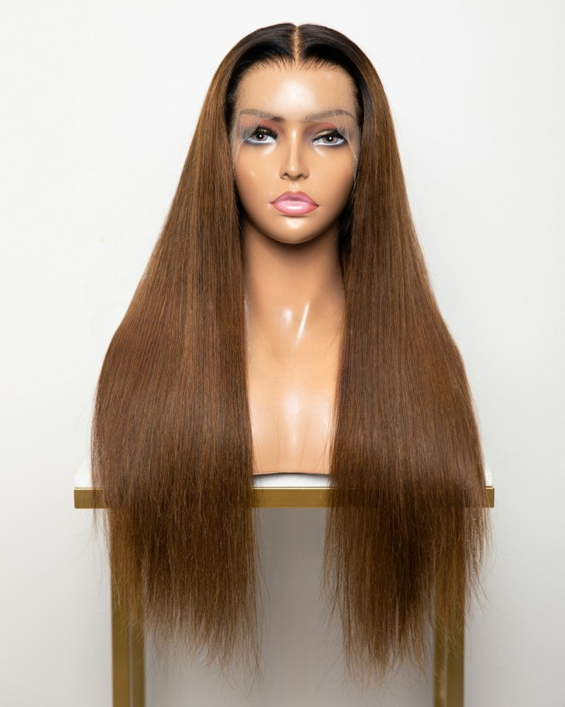 Lace Front Brazilian Brown Ombre Straight Human Hair Wig