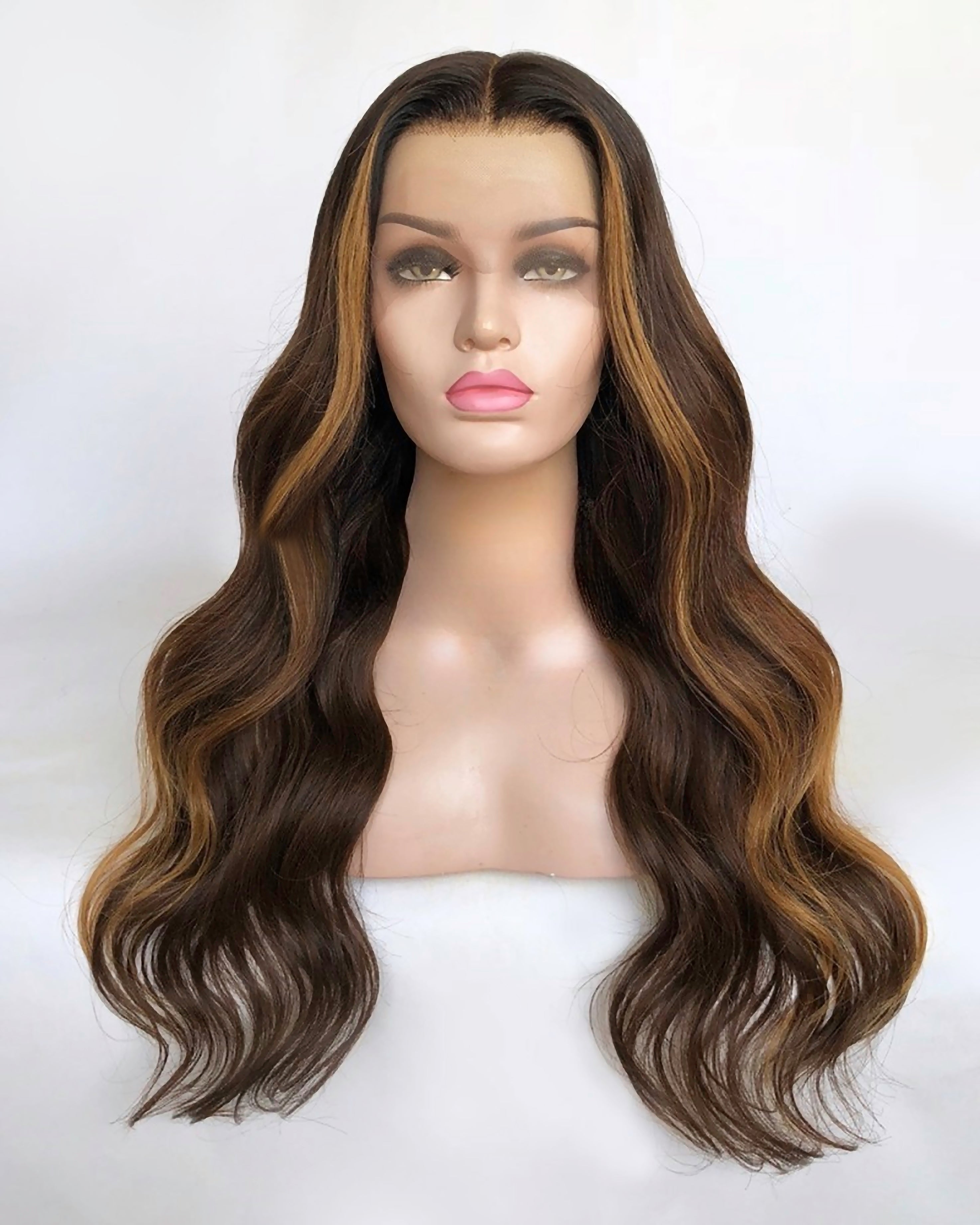 Lace Front Brazilian Brown, HL Wavy Human Hair Wigs