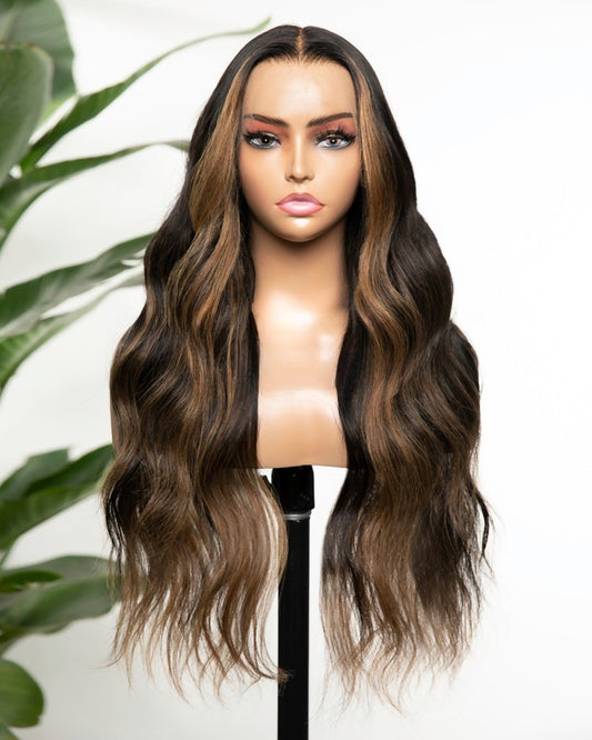 Lace Front Brazilian Natural Color with HL Wavy/Straight Human Hair Wigs