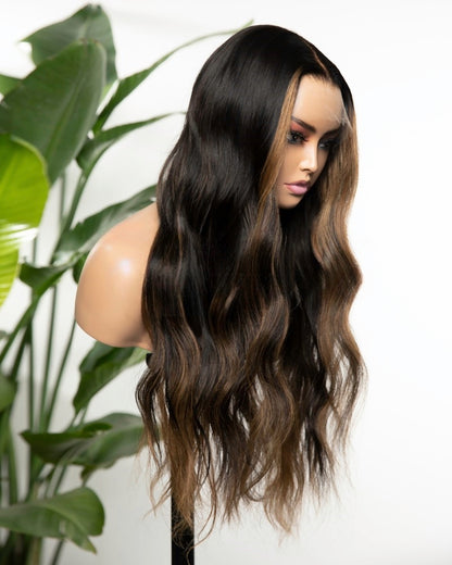 Lace Front Brazilian Natural Color with HL Wavy/Straight Human Hair Wigs