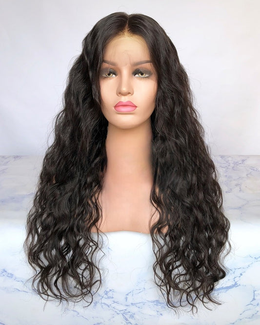 Lace Front Brazilian Natural Black Natural Wave Human Hair Wigs