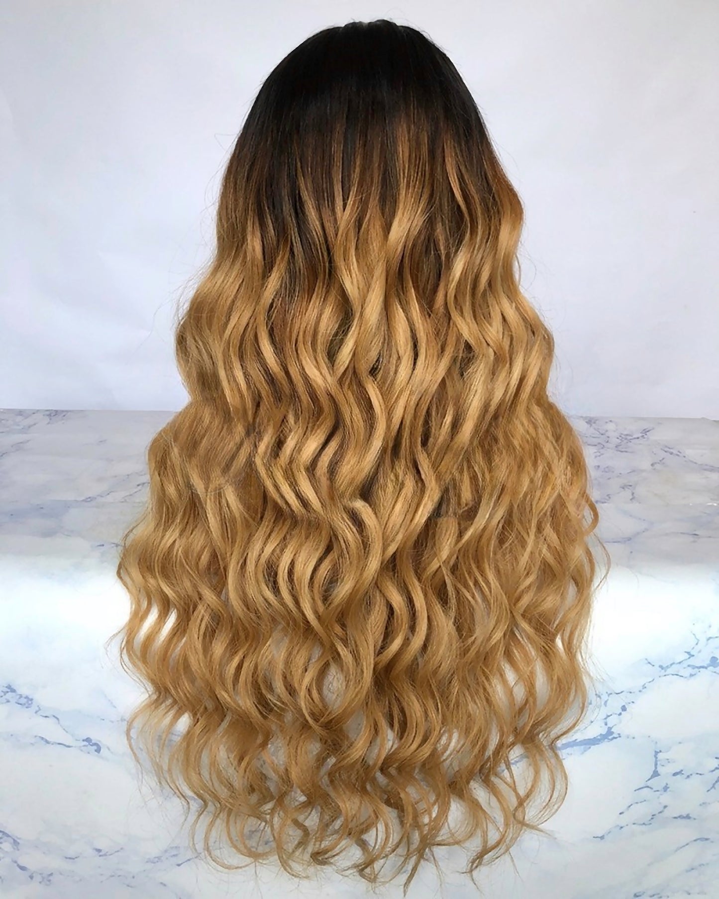 Lace Frontal Brazilian Natural Color Ombre Wavy Human Hair Wig