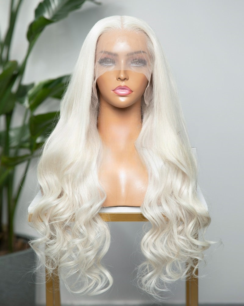 Lace Front Brazilian Platinum Straight/Wavy Human Hair Wig