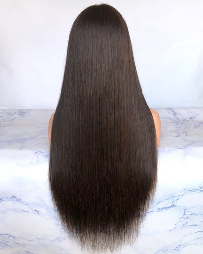 Lace Front Brazilian Dark Brown Straight Human Hair Wigs