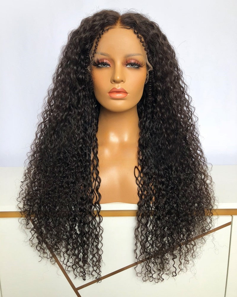Lace Front Brazilian Natural Black Afro Curl Human Hair Wig