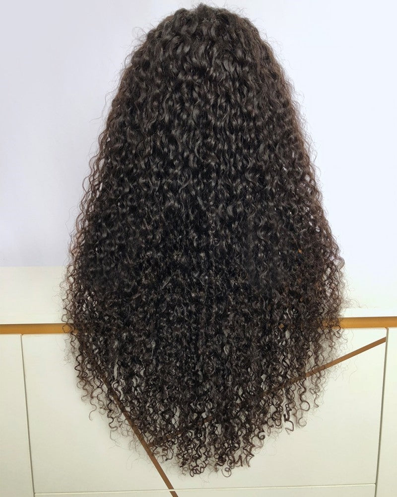 Lace Front Brazilian Natural Black Afro Curl Human Hair Wig