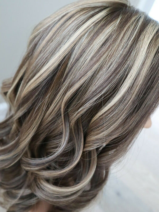 Custom European Ash Brown Ombre with HL Human Hair Silk Topper