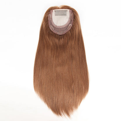 Stock European #2A Straight Double Drawn Human Hair Topper 16" Silk Top 130% Dichte