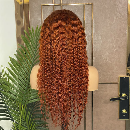 Lace Frontal Brazilian Red Water Wave Human Hair Wig