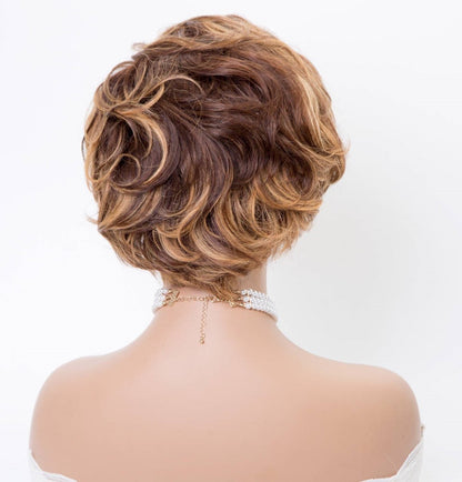 Stock Lace Front Brazilian Brown with HL Wavy Pixie Human Wigs