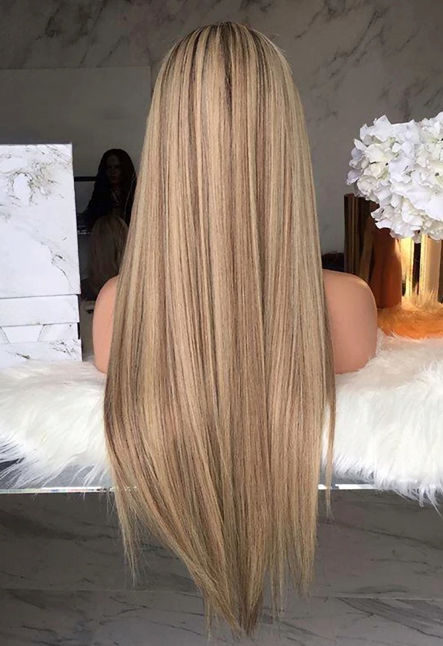 Benutzerdefinierte Full Lace European #9 Roots/T9/60 Highlights Glattes Echthaar Perücke 22-26" 180% Dichte