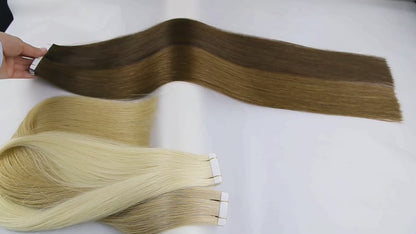 Custom Premium European Dark Color Double Drawn Tape-In Human Hair Extensions