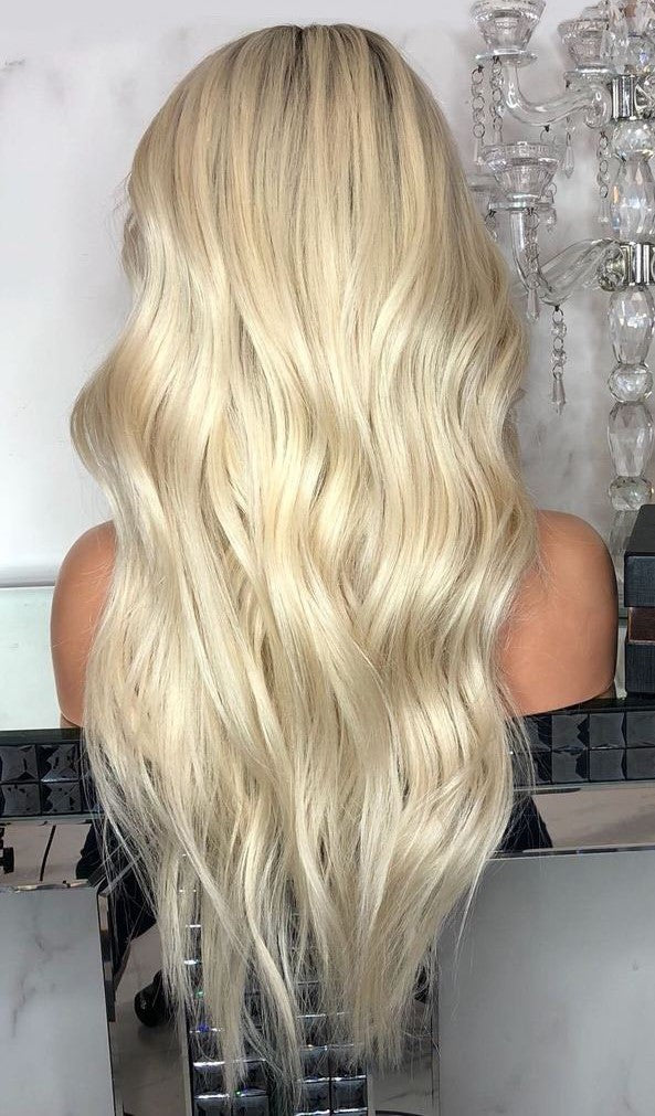 Custom Full Lace Glueless European Blonde Ombre Body Wave Human Hair Wig