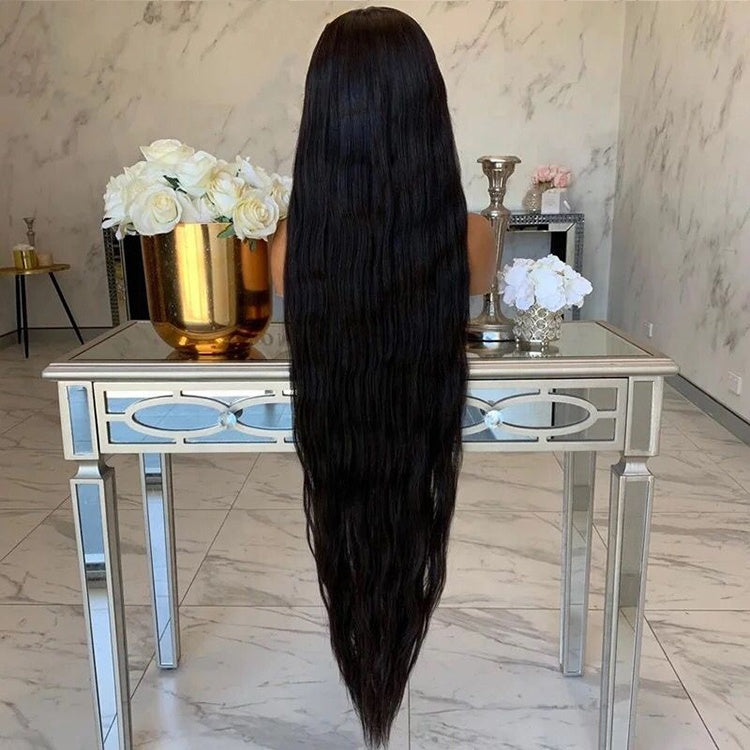 Custom Full Lace Brazilian Black Slightly Wavy Human Hair Wig