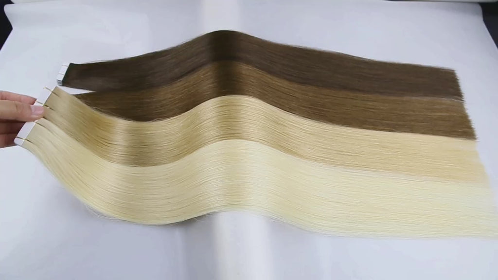 Custom Premium European Light Color Double Drawn Tape-In Human Hair Extensions