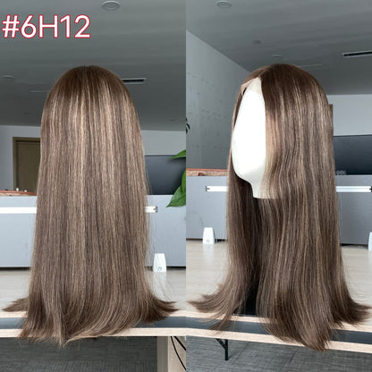 Stock European #2 Natural Straight, Light Layer Human Hair Jüdische Perücken 21" und 24" 130% Dichte