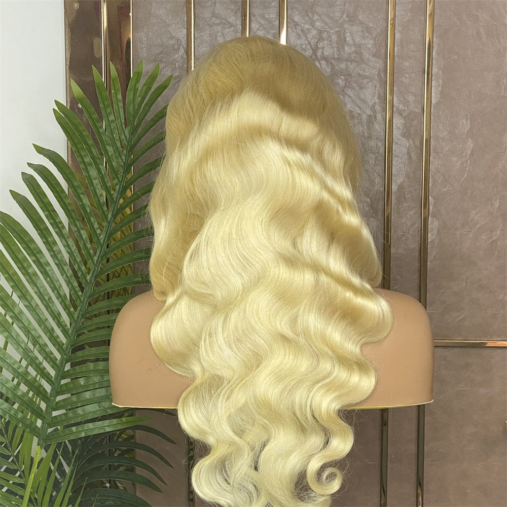 Lager 13 x 4" blonder foran brasiliansk brun/honningblond pianohøydepunkter Body Wave menneskehår parykk 14"-26" 180 % tetthet