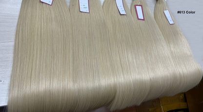 Custom European White Blonde Double Drawn Tape-In Human Hair Extensions