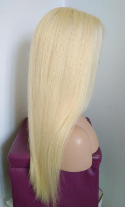 Stock Full Lace Glueless European Lightest Blonde Straight Human Hair Wig