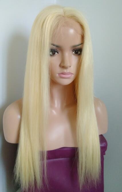 Stock Full Lace Glueless European #613 Straight Human Hair Wig 22" 150% Dichte