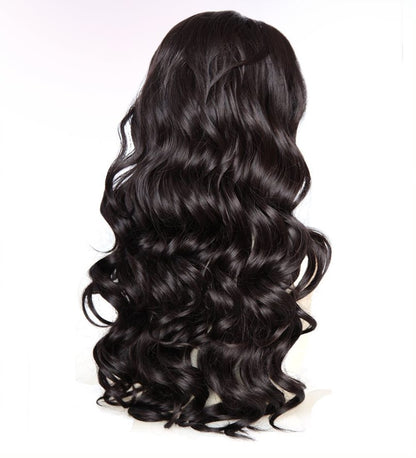 Lager 13 x 6 spetsar Frontal brasiliansk Natural Black Body Wave Människohår Peruker 18" och 22" 150-180% densitet