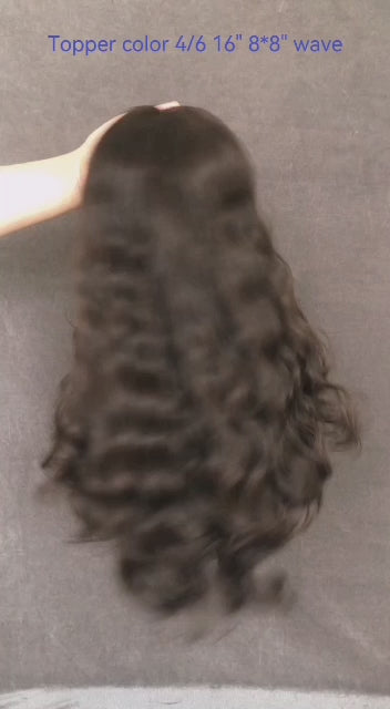 מלאי אירופאי צמיחה מחודשת חום Balayage טבעי ישר כפול מצויר טופ שיער אדם 18 אינץ' עם טופ משי 130% צפיפות