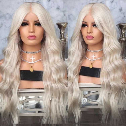 Custom Full Lace European Platinum Body Wave Double Drawn Human Hair Silk Top Wig