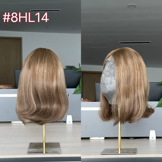 Estoque Europeu #2 Natural Liso, Cabelo Humano de Camada Leve Perucas Judaicas 21" e 24" 130% Densidade