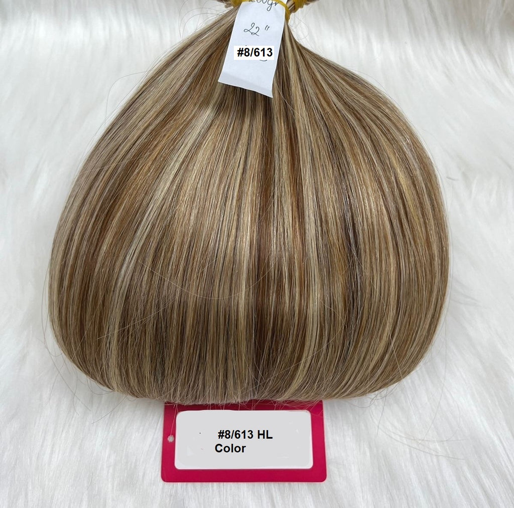 Custom European Double Drawn Wefted Ponytail Human Hair Pieces 100 and 120 grams