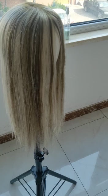 Stock European Brown Balayage Natural Straight Human Hair Silk Top Topper