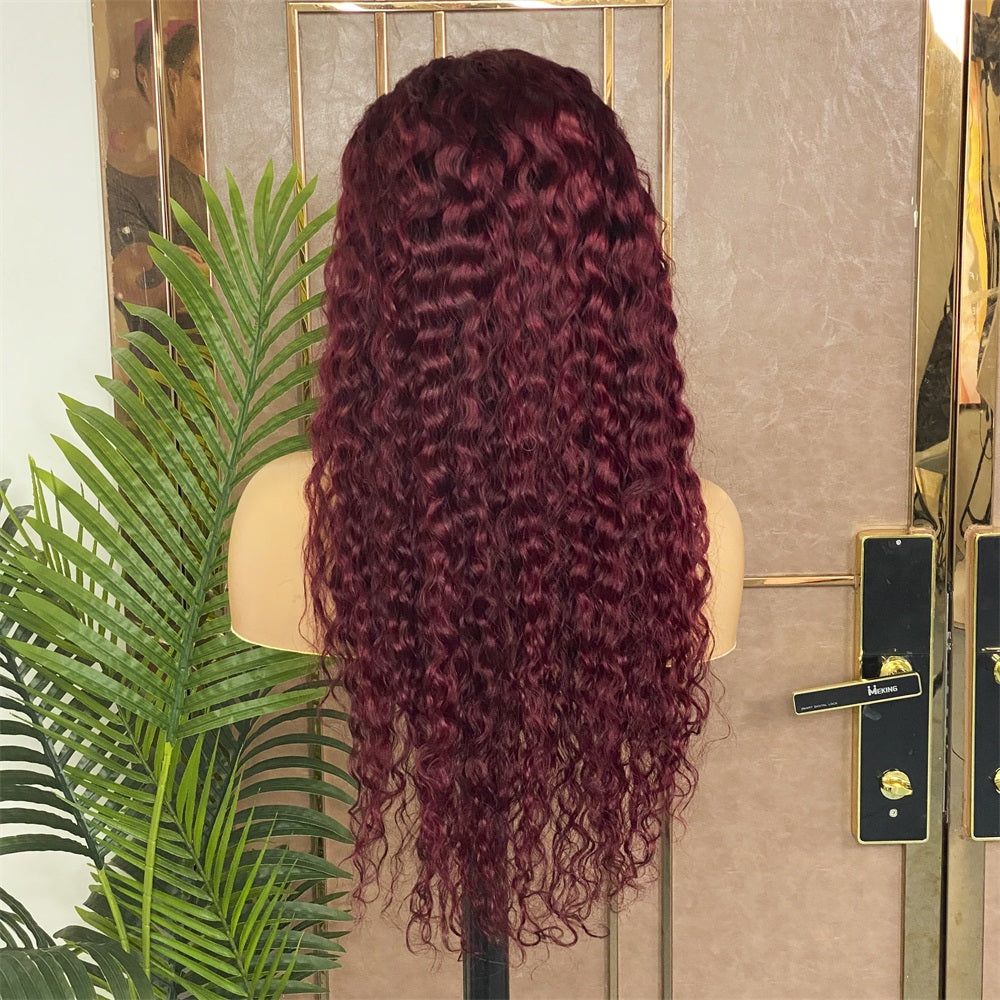 Lace Frontal Brazilian 99j Deep Wine Water Wave Human Hair Wig