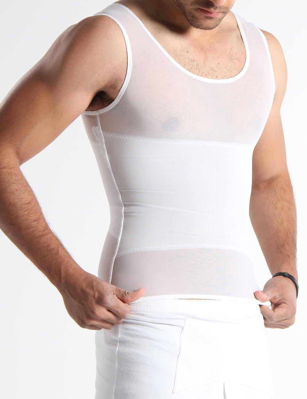 White Abo Men Firm Abdomen and Lower Back Support