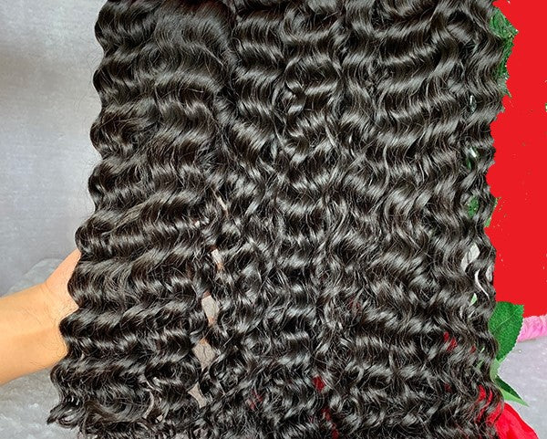 Lager Ubehandlet Naturlig Farge Burmesisk Krøll Virgin Human Hair Bunter 12"-24" 3 Doble Wefted Bunter 300g