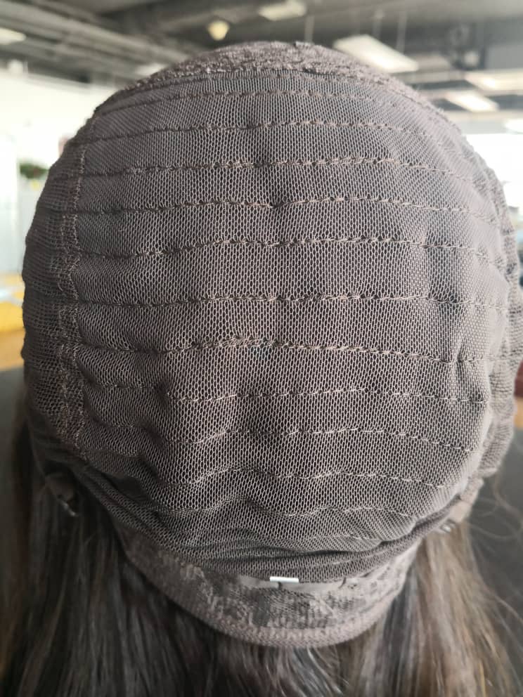 Stock Lace Front European Brown Blend with HL Wavy Layer Silk Top Jewish Wig