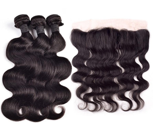 Stock Full HD Lace Natural Color Virgin Body Wave Human Hair Frontals 150% Dichte und Schuss 300 Gramm