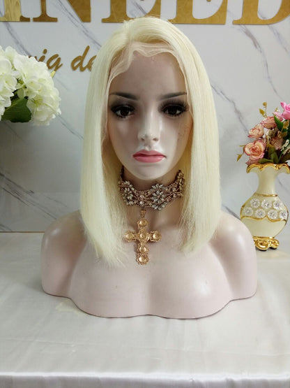 Custom Full Lace European Platinum Straight Double Drawn Human Hair Wig