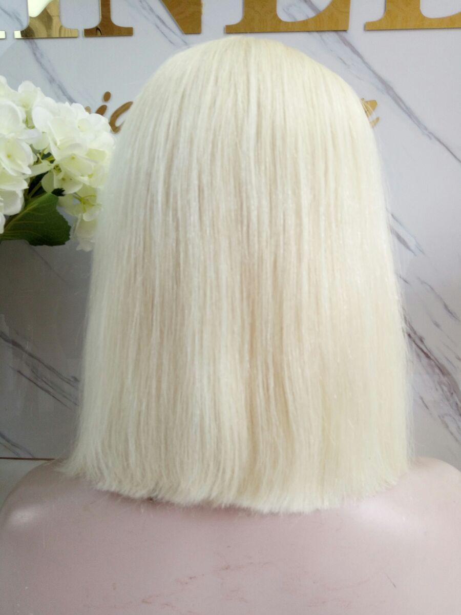 Custom Full Lace European Platinum Straight Double Drawn Human Hair Wig