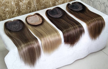 Stock Mongolian Straight Human Hair Silk Top Toppers