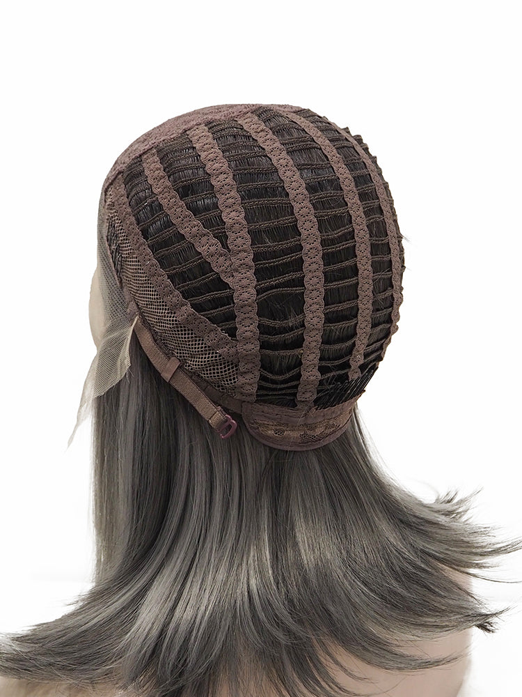 Lace Front Celebrity Grey Ombre HL Heat Resistant Straight Synthetic Bob Wigs