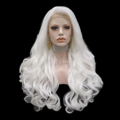 Lace Front Celebrity Synthetic White Heat Resistant Wavy/Straight Hair Wigs