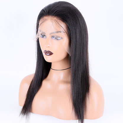 Lager 5" HD blonder Front European Remy Natural Black Body Wave Rett Single Knots Menneskehår Parykker 14"-24" 150 % tetthet