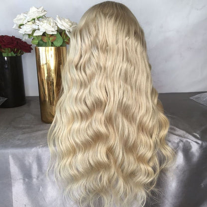 Custom European Blonde Ombre Body Wave Human Hair Silk Top Wig