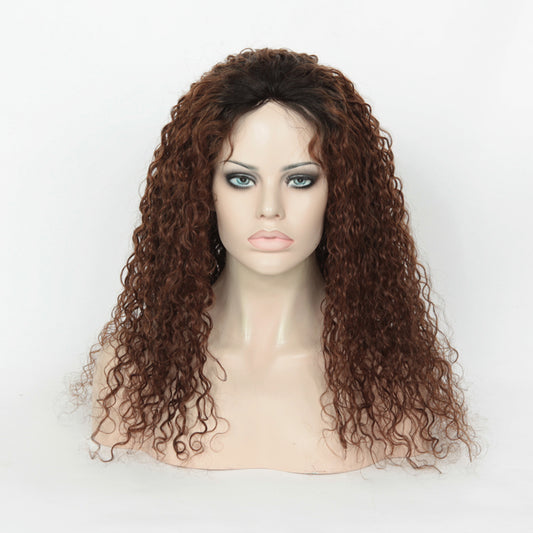 Custom Glueless Brazilian Natural Color Ombre Curly Human Hair Wig