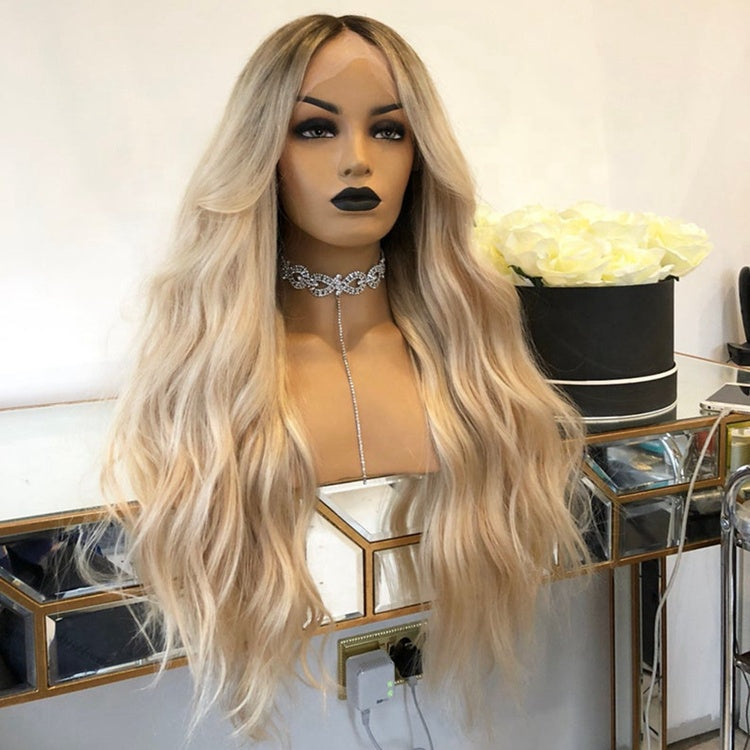 Custom Full Lace European Blonde Ombre Wavy Human Hair Wig