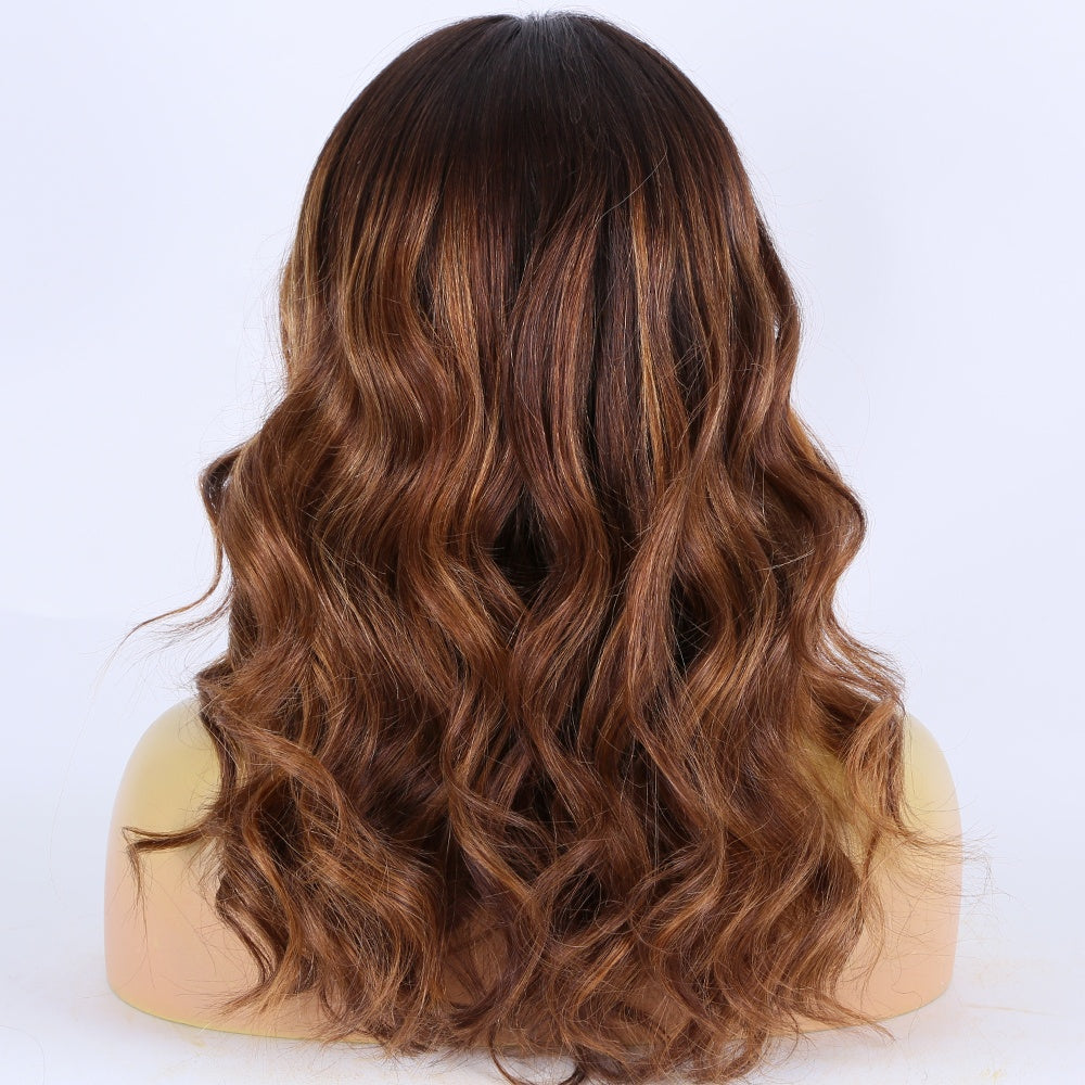 Custom Lace Front European Remy Brown Balayage Ombre Human Hair Silk Top Wig